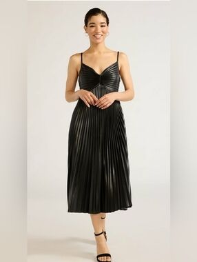 Sofia Jeans by Sofia Vergara Women's Mid Calf Length Pleather Dress Sz L